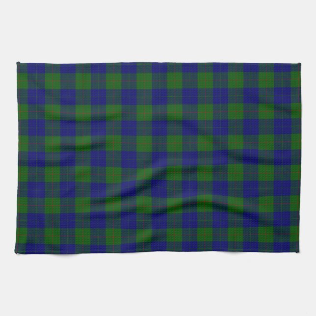 Barclay tartan blue green plaid tea towel (Horizontal)
