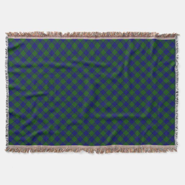 Barclay tartan blue green plaid throw blanket (Front)