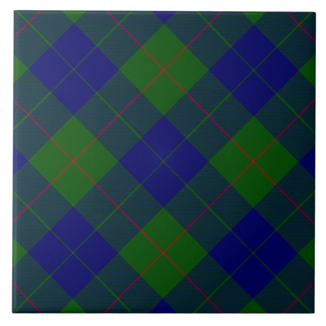 Barclay tartan blue green plaid tile (Front)