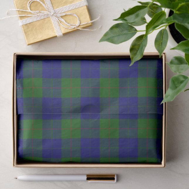Barclay tartan blue green plaid tissue paper (Gift)