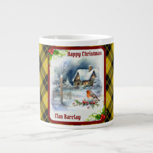 Barclay Tartan & Robin Christmas Large Coffee Mug
