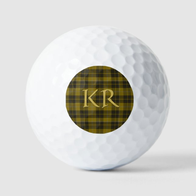 Barclay Tartan with your initials, Scottish Plaid Golf Balls (Front)