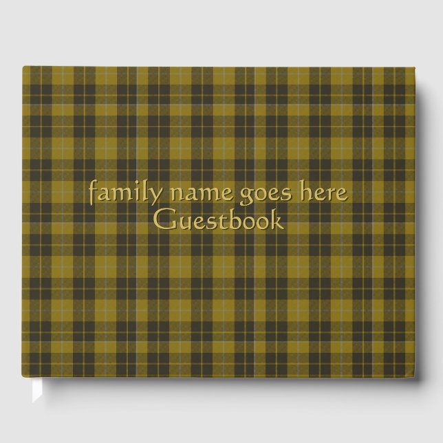 Barclay Tartan with your initials, Scottish Plaid Guest Book (Front)