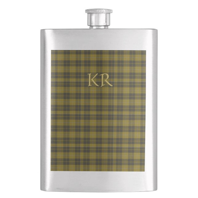 Barclay Tartan with your initials, Scottish Plaid Hip Flask (Front)