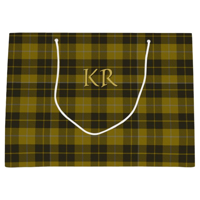 Barclay Tartan with your initials, Scottish Plaid Large Gift Bag (Front)