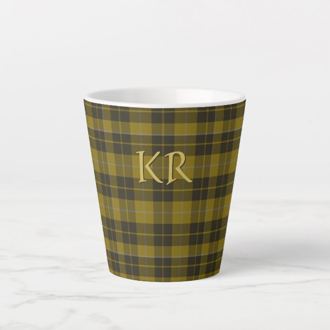 Barclay Tartan with your initials, Scottish Plaid Latte Mug (Front)