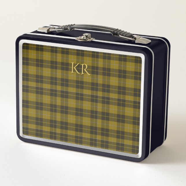 Barclay Tartan with your initials, Scottish Plaid Metal Lunch Box (Front)