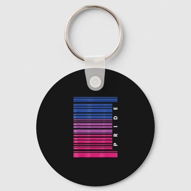 Barcode Bisexual Pride LGBT Lesbian Gay Flag Gift Key Ring (Front)