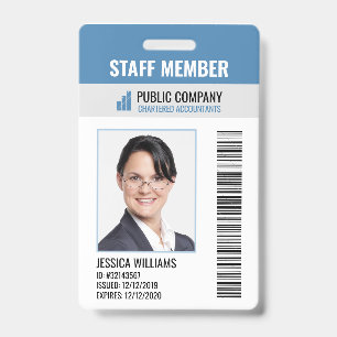 Barcode Company Logo Photo Employee ID Badge