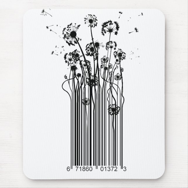 Barcode Dandelion Silhouette mouse mat (Front)