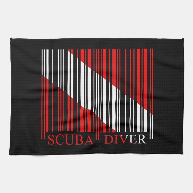Barcode Dive Flag Tea Towel (Horizontal)