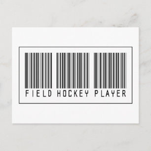 Barcode Field Hockey Player Postcard