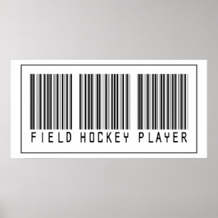 Barcode Field Hockey Player Poster