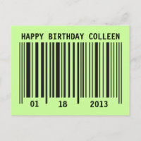 Barcode Happy Birthday postcard