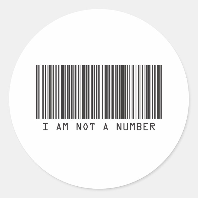 Barcode - I Am Not  A Number Classic Round Sticker (Front)