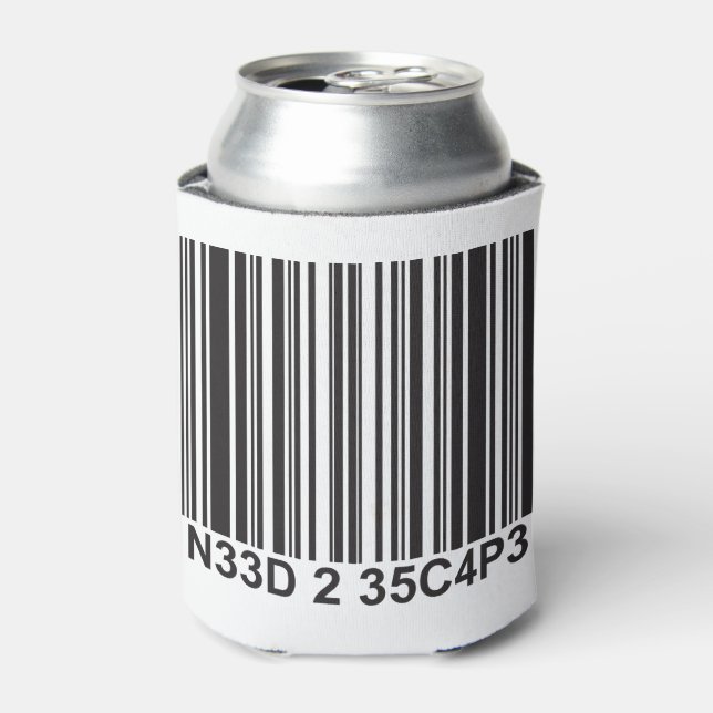 Barcode Leetspeak - Need to Escape Can Cooler (Can Front)