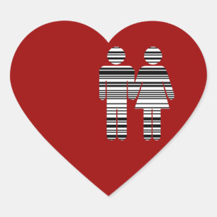 barcode man and woman heart sticker