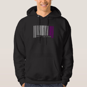Barcode Merry Christmas Asexual Pride Flag LGBTQ Q Hoodie