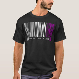 Barcode Merry Christmas Asexual Pride Flag LGBTQ Q T-Shirt