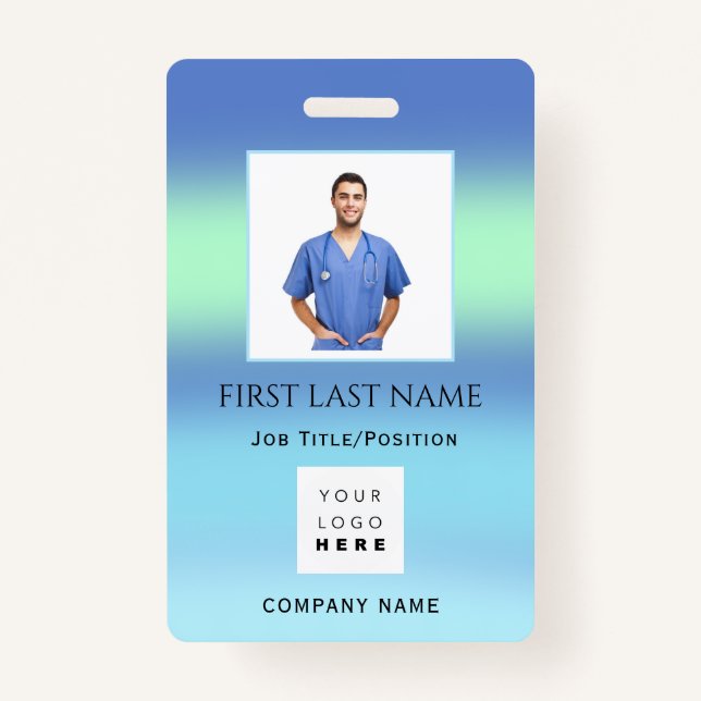Barcode Photo IDCard Health Therapist Nurse Doctor ID Badge (Front)