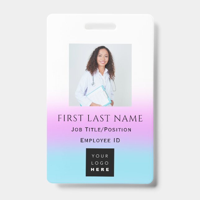 Barcode Photo Name ID Card Doctor Nurse Health Badge (Front)