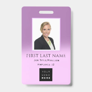 Barcode Photo Name ID Card NURSE Care PURPLE Badge