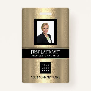 Barcode Photo Name ID Card Vertical Metallic ID Badge