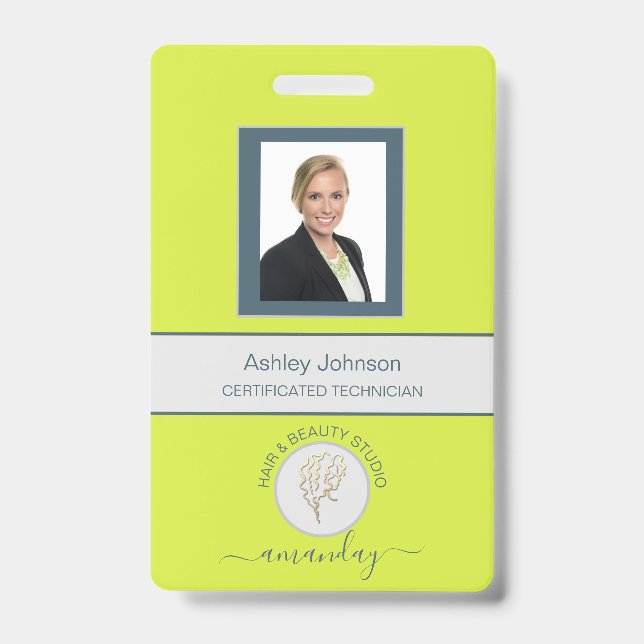 Barcode Photo Name ID Card Vertical Yellow Badge (Front)