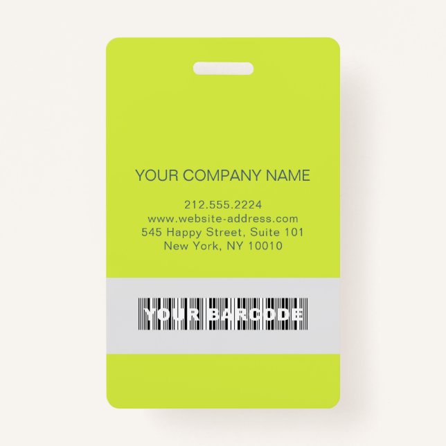 Barcode Photo Name ID Card Vertical Yellow Badge ID Badge (Back)