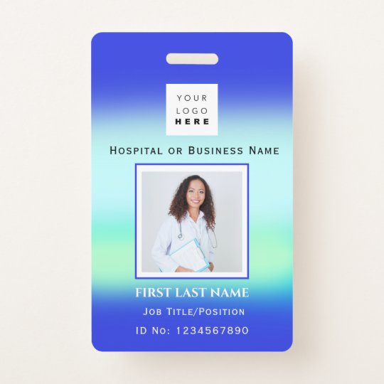 Barcode Photo Nurse Doctor Health Blue Hospital ID Badge | Zazzle.co.uk