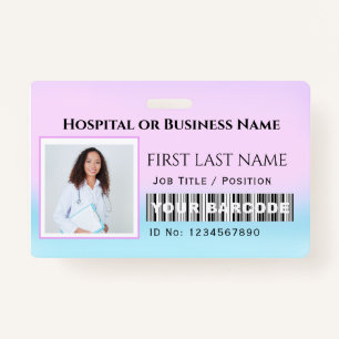 Barcode Photo Nurse Doctor Health Care Horisontal ID Badge