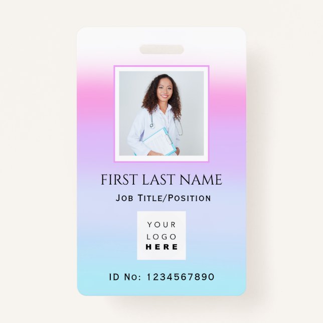 Barcode Photo  Nurse Doctor Health Care IDCard ID Badge (Front)