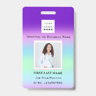 Barcode Photo Nurse Doctor Health Color Therapist ID Badge