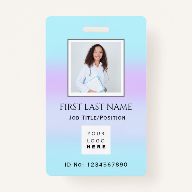 Barcode Photo Therapist  Nurse Doctor Health Aid ID Badge (Front)