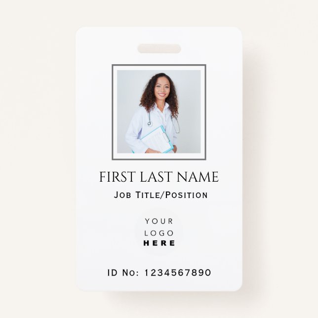 Barcode Photo Therapist Nurse Doctor Health IDCard ID Badge (Front)