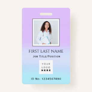 Barcode Photo Therapist  Nurse DoctorHealth Purple ID Badge
