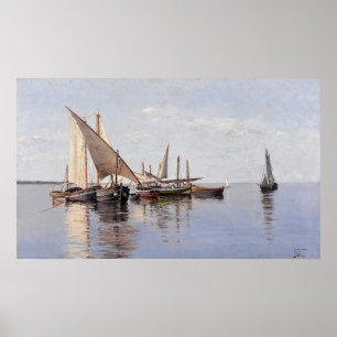Barcos no Sado (1884) by João Vaz  (1859–1931) Poster