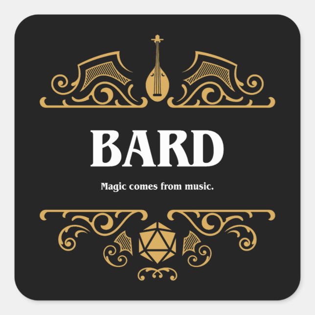 Bard Class Tabletop RPG Gaming Square Sticker (Front)