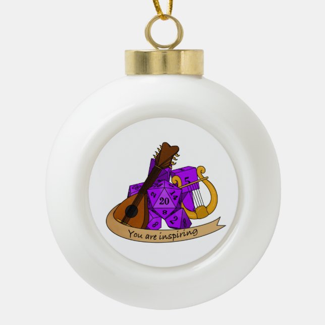Bard Dice Design Ceramic Ball Christmas Ornament (Front)