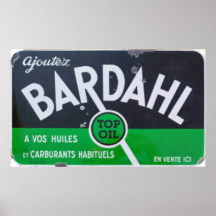 Bardahl Oil, vintage enamel sign. Poster