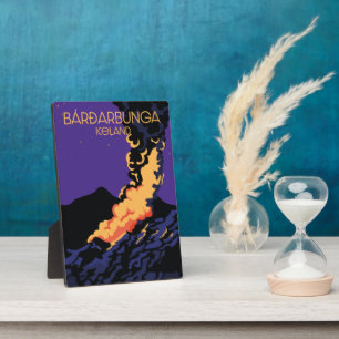 Bárðarbunga, iceland travel poster. plaque
