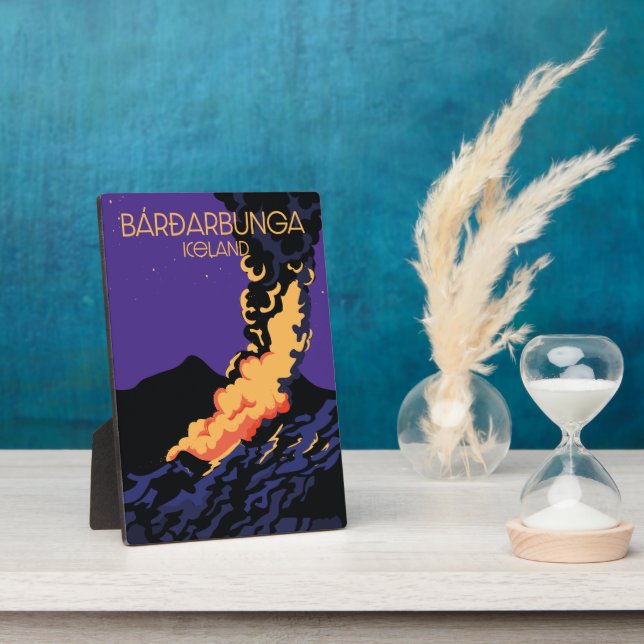 Bárðarbunga, iceland travel poster. plaque (Side)