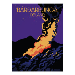Bárðarbunga, iceland travel poster. poster