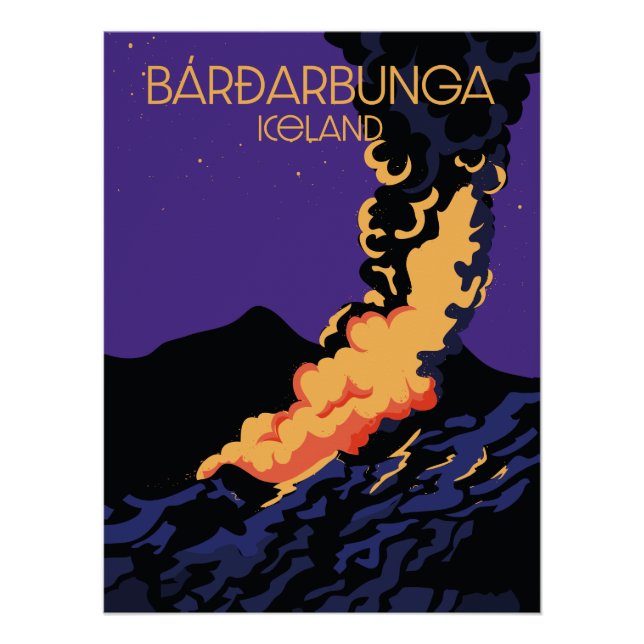 Bárðarbunga, iceland travel poster. poster (Front)