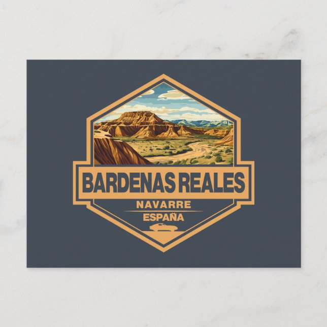 Bardenas Reales Spain Travel Art Badge Postcard (Front)