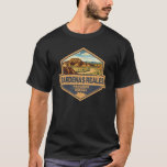 Bardenas Reales Spain Travel Art Badge T-Shirt<br><div class="desc">Bardenas Reales done in a vintage style emblem. The Bardenas Reales is a semi-desert natural region,  or badlands,  of some 42, 000 hectares in southeast Navarre.</div>