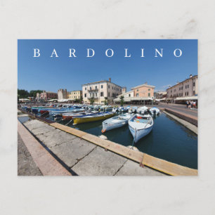 Bardolino boats in the harbour view postcard
