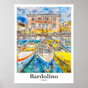 Bardolino Italy Travel Watercolor Hand Drawn Poster