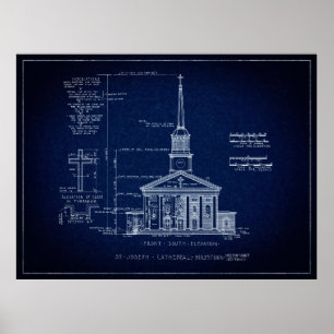 BARDSTOWN KENTUCKY CATHEDRAL BLUEPRINT POSTER