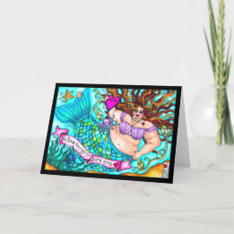 Bare Arms Fat Mermaid Greeting Card